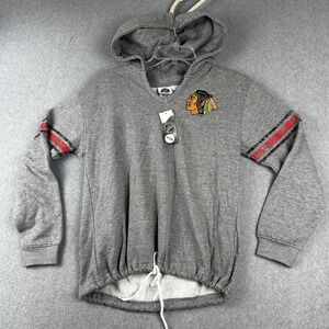Chicago Blackhawks Hoodie Womens Small NHL Hockey Pullover Drawstring Stripe